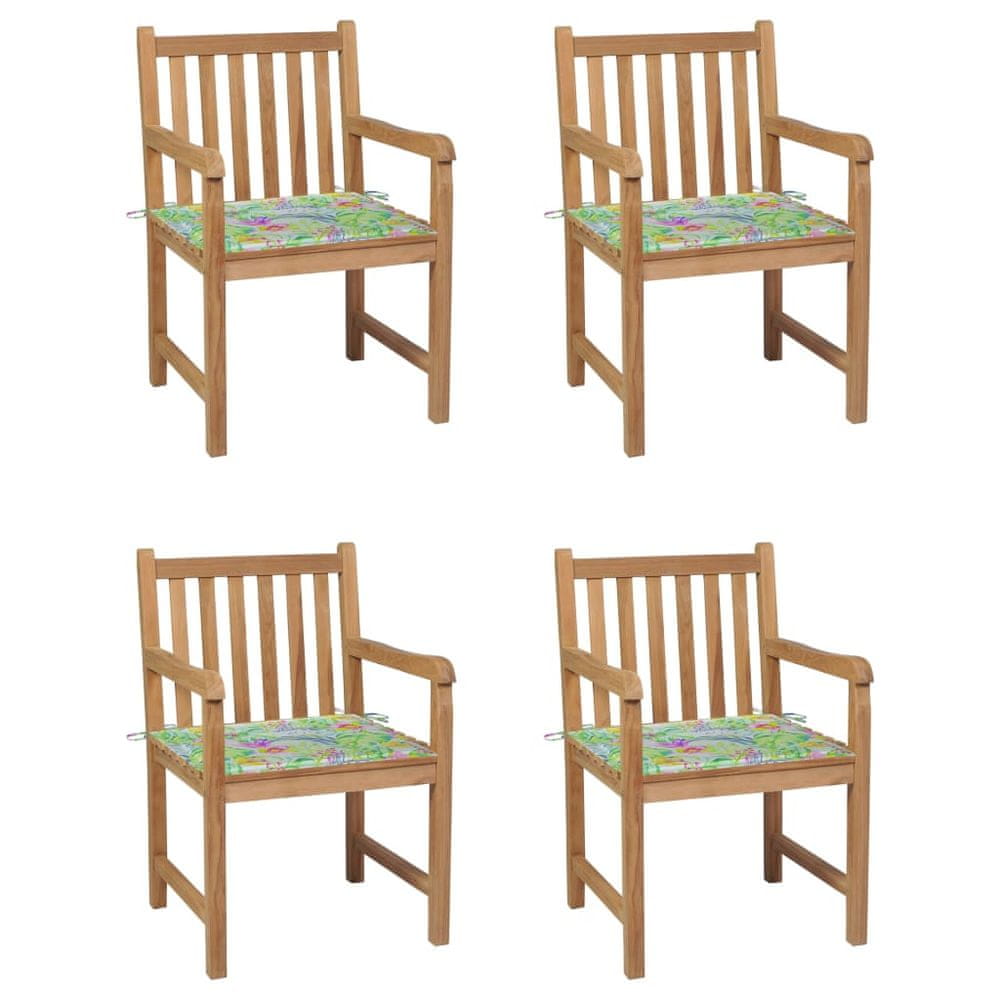 Petromila vidaXL Záhradné stoličky 4 ks s listovými podložkami teakový masív
